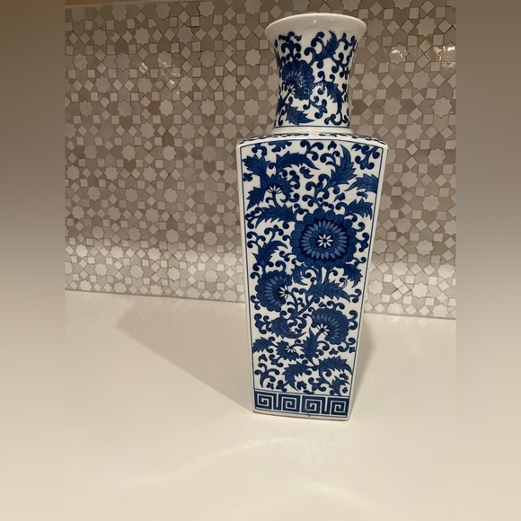 Other - Vintage Blue and White Vase Ceramic Porcelain Asian Chinoserie Floral